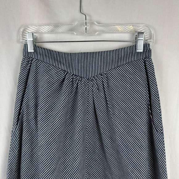Vintage 80s Aunt‎ Abigail's Attic Maxi Skirt XS Blue A Line Stripe Basque Waist - Picture 3 of 9